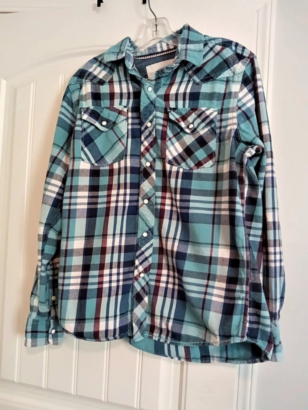 Roebuck & Co Plaid Button Down in Blue & Green Size Medium